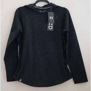 Under Armour 1374386-001 Women Sz S Black Hooded Loose Fit Softball Cage Jacket